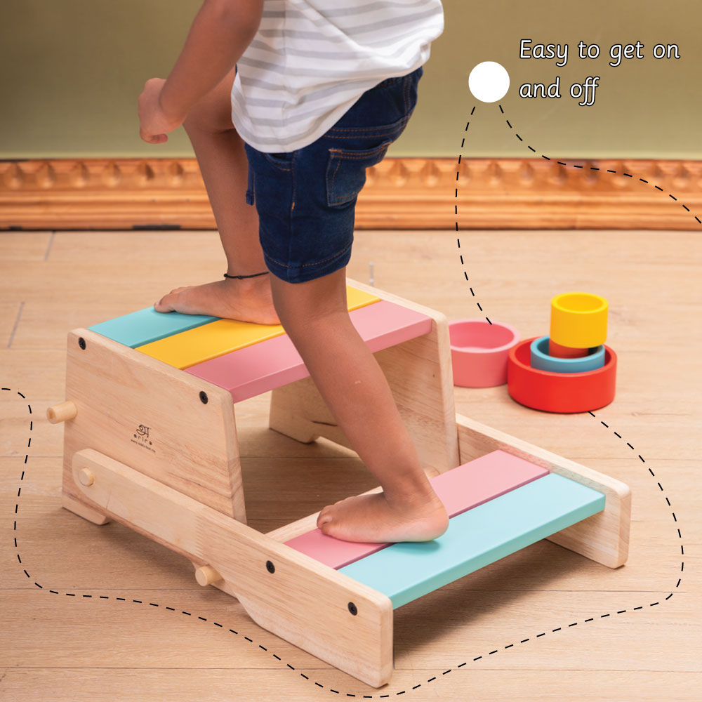 Wooden Convertible Step Stool and Chair 001